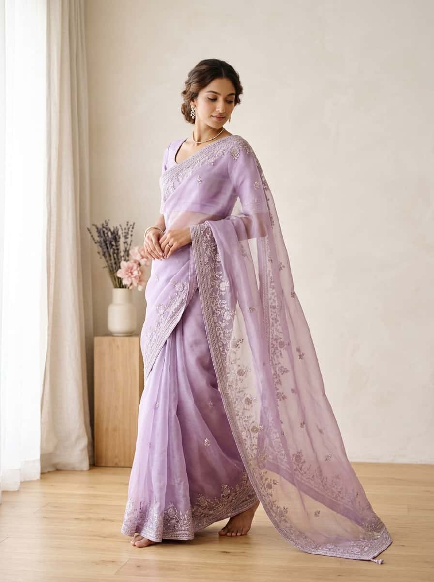 Lavender Silk Saree