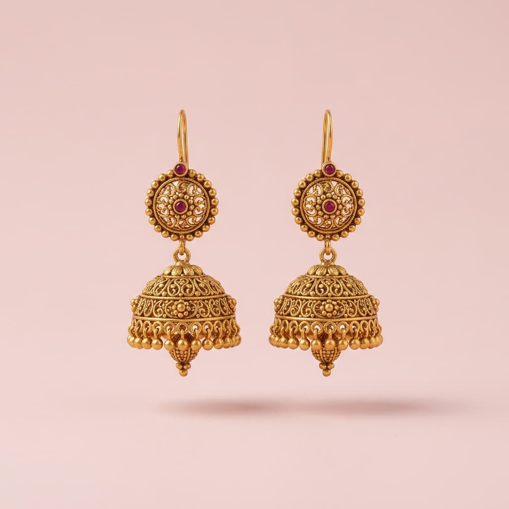 Gold Jhumka Earrings