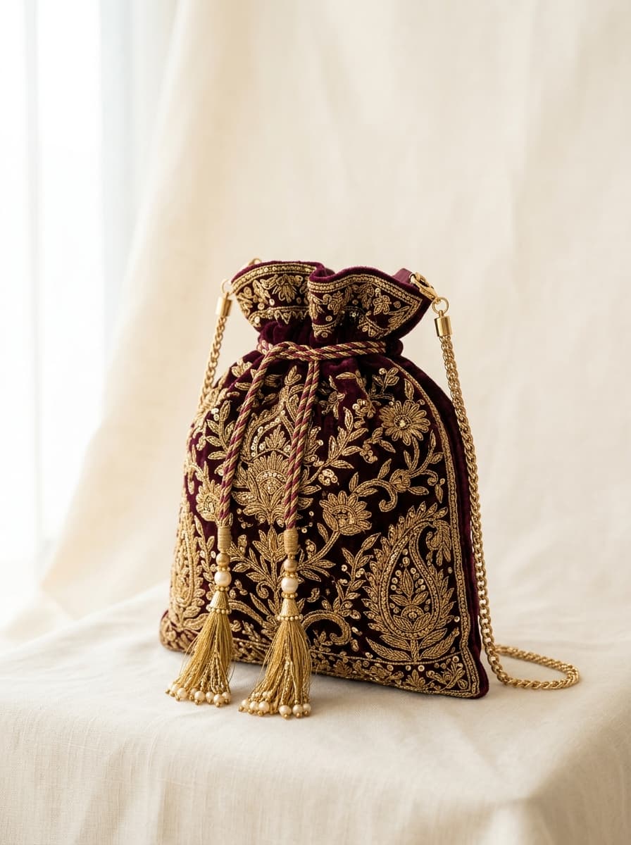 Maroon Potli Bag
