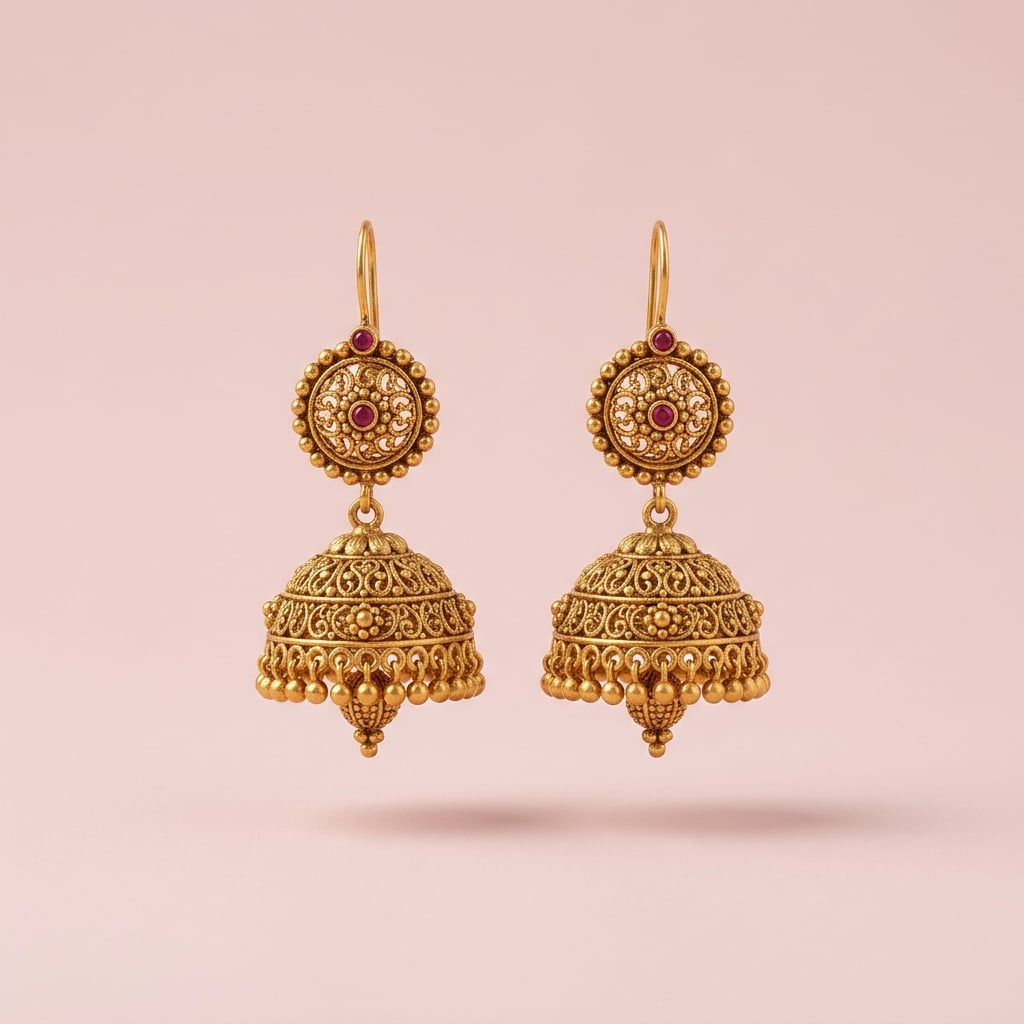 Gold Jhumka Earrings