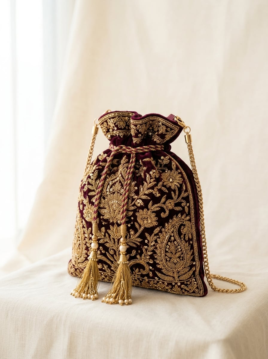 Maroon Potli Bag